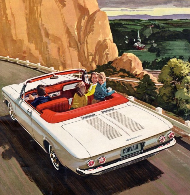 1963 white convertible Chevy Corvair Brochure