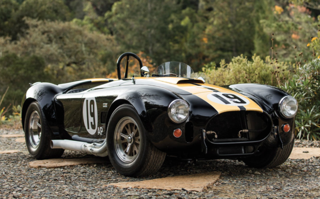 Black 1965 Shelby 427 Cobra with Gold racing stripes