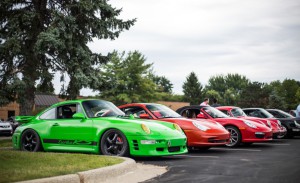 Line of Porsches at a Cars & Coffee
