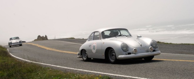 Silver Porsche 356 in California Mille leased