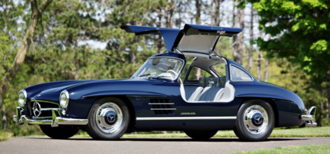 Lease a blue 1955 Mercedes Benz 300 SL from auction