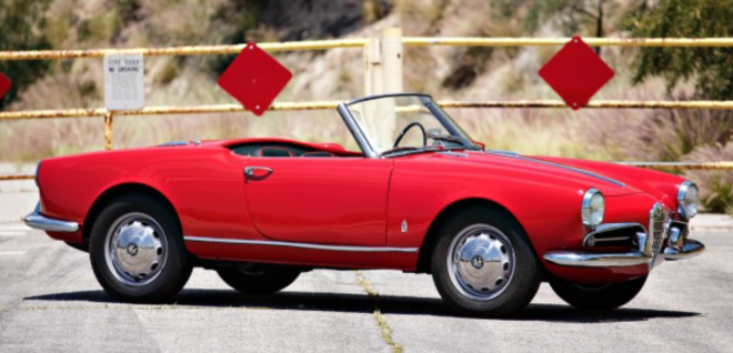 Lease a red 1958 Alfa Romeo Giulietta Spider from auction