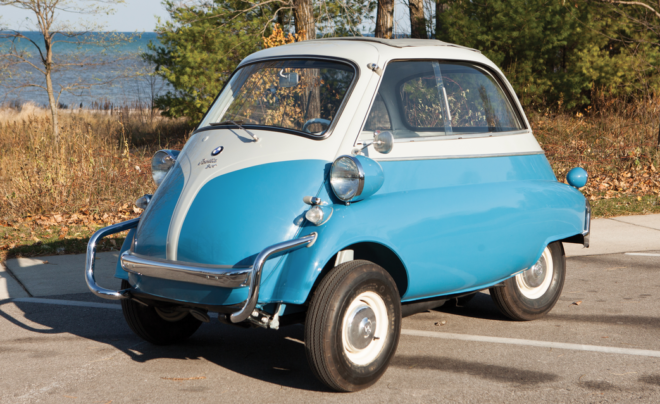 Blue and white BMW Isetta financing