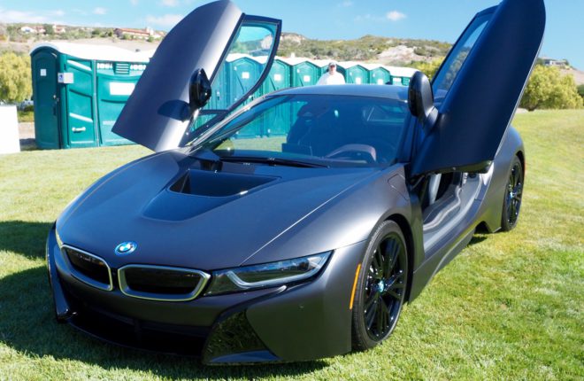 Black BMW i8 doors open financing