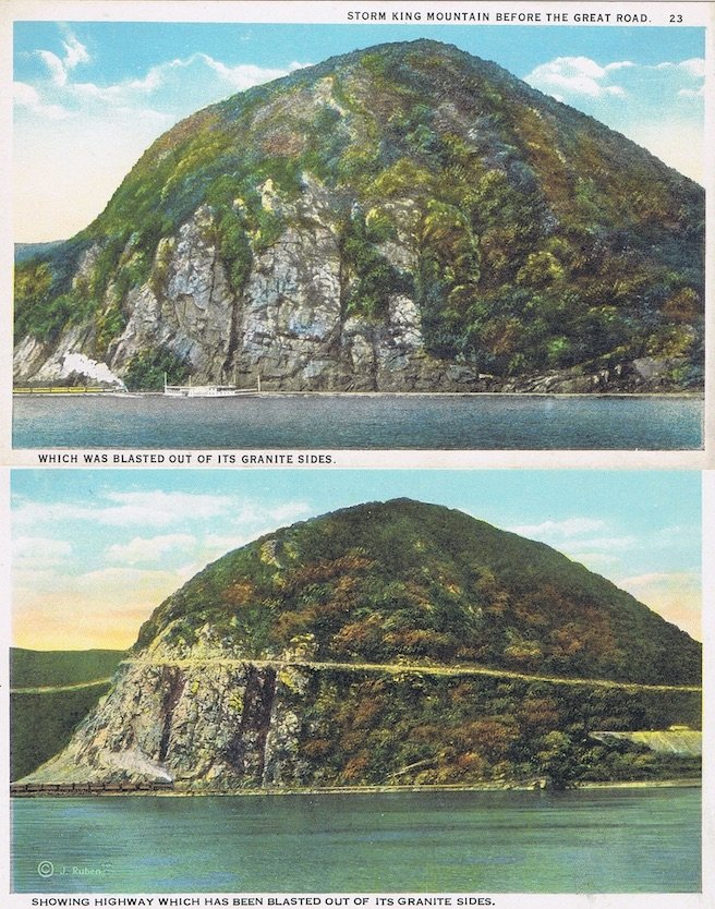 My Favorite Drive Storm King Highway1920 Postcard Before and After, Storm King Mountain Before and After Blasting for the Great Road, Fun Driving