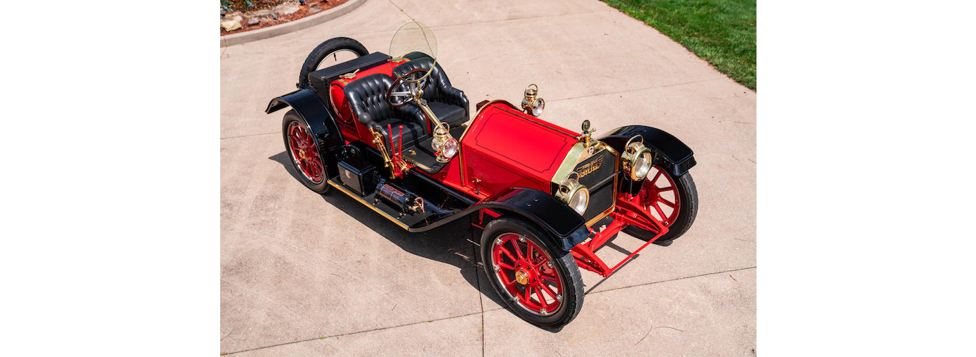 Brass Era red 1912 Stutz Bearcat, the earliest in existence, antique, open car - wear your driving goggles! Finance an antique Stutz Bearcat with the PFS Simple Lease.