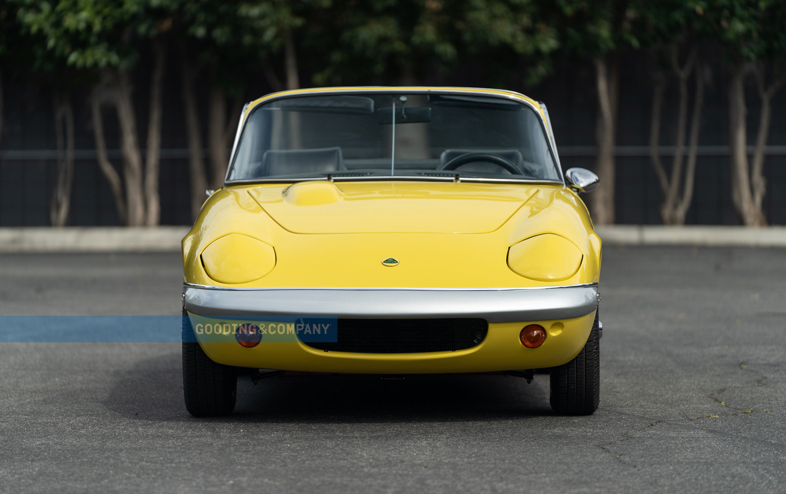 Yellow 1969 Lotus Elan SE-Front View, headlights down, Lucky Lotus Leasing