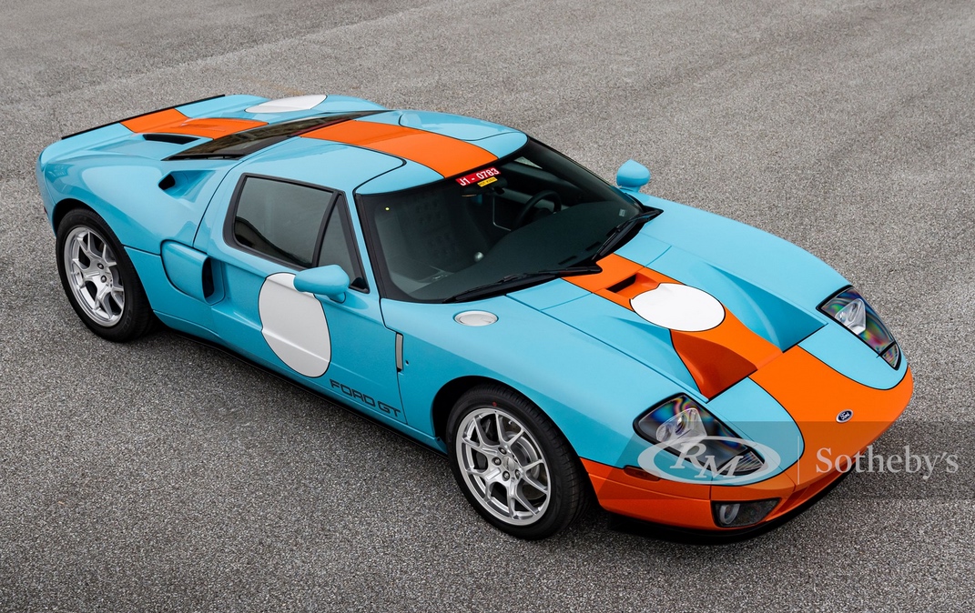 2006 Ford GT Heritage Edition, Blue and Orange, Top view. Superexotic car leasing