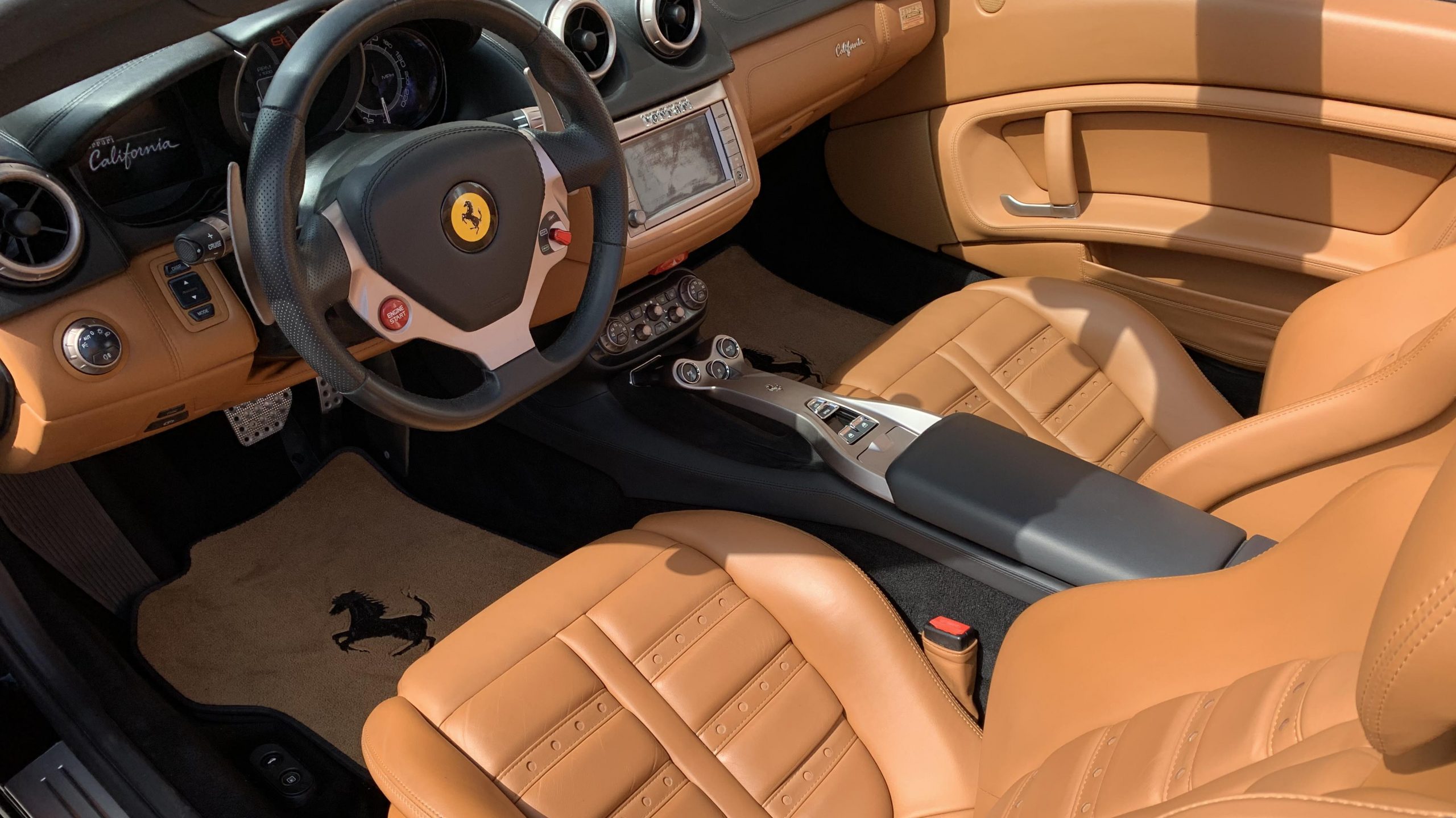 Ferrari California interior in tan leather, Exotic Car Finance