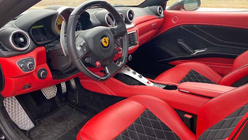 Ferrari California T interior in black and red, Ferrari Finance