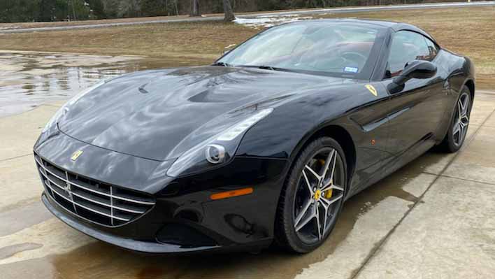 Black Ferrari California T front, Exotic Car Loan