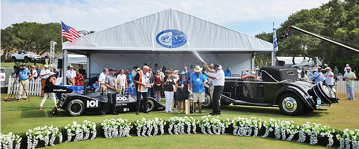 Amelia Island Concours 1926 Hispano Suiza and 1974 Shadow racecar. Vintage Car Leasing