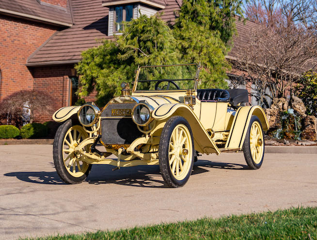 Yellow 1913 Mercer Type 35K Runabout - Front View