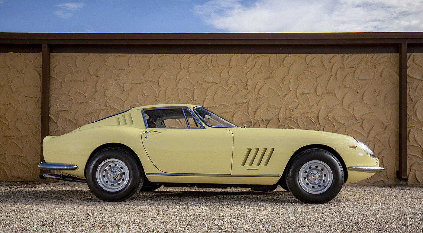 Yellow 1968 Ferrari 275 GTB/4, front