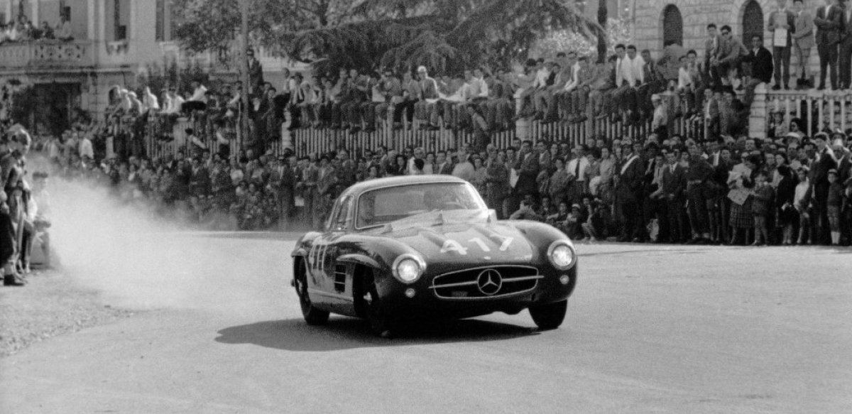 Mercedes 300 SL in 1955 Mille Miglia race, Italy