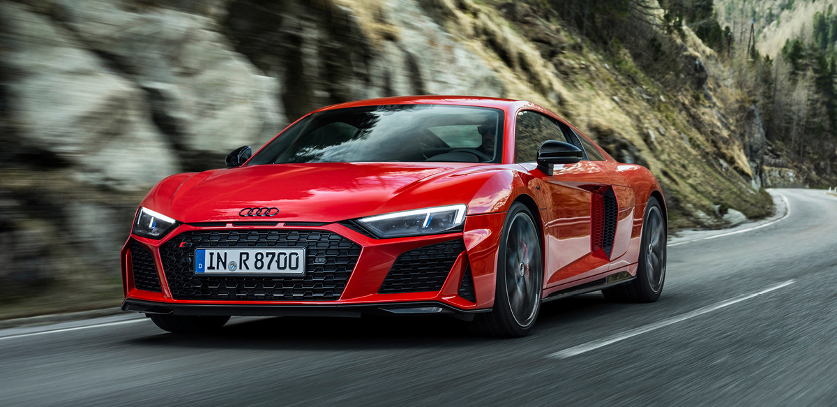 Red Audi R8 on the road