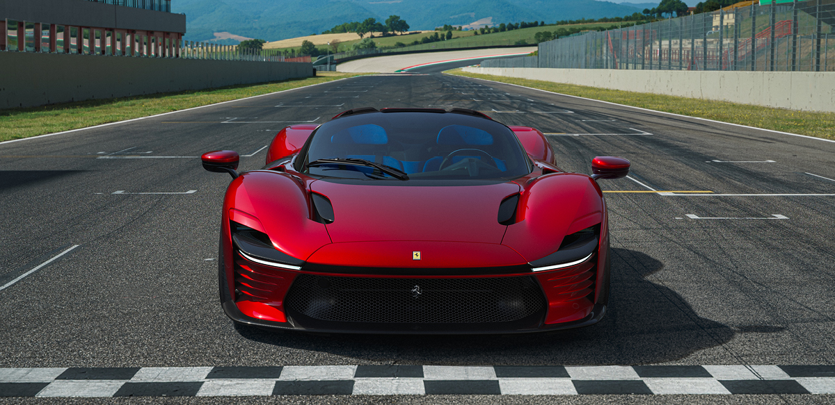 Red Ferrari Daytona SP3 front view