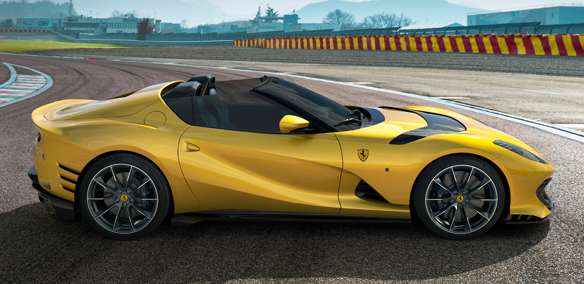 Yellow Ferrari 812 Competizione A side view