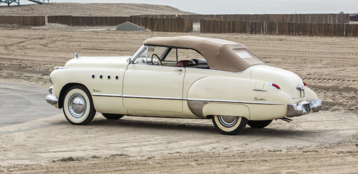 “Rain Man” Buick Roadmaster front left view at the beach