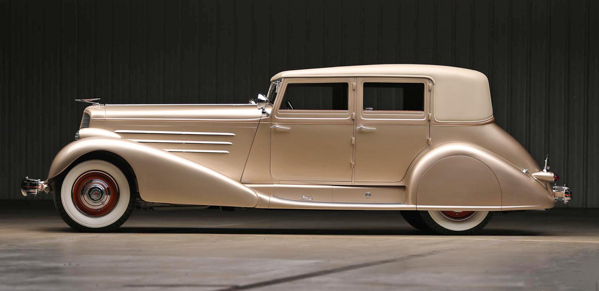 Gold 1929 Duesenberg Model J Berline on auction block