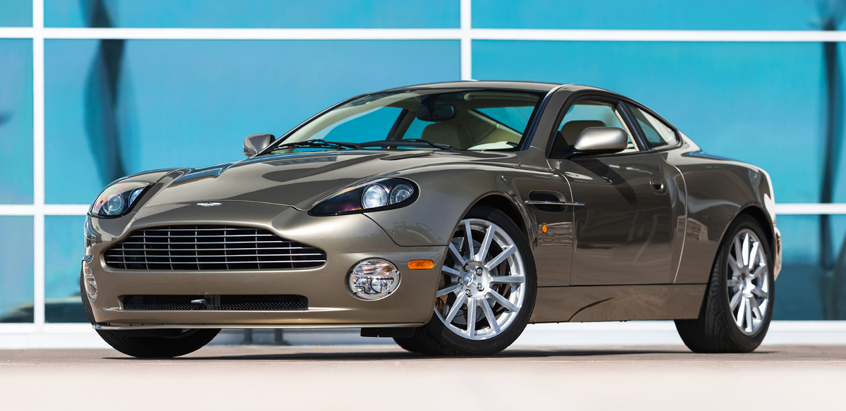 Gold Aston Martin Vanquish Front Three Quarter View