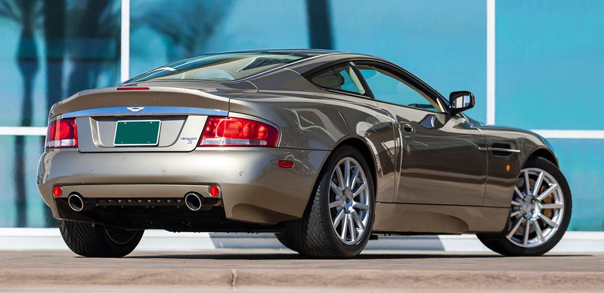 Gold Aston Martin Vanquish Rear Three Quarter View