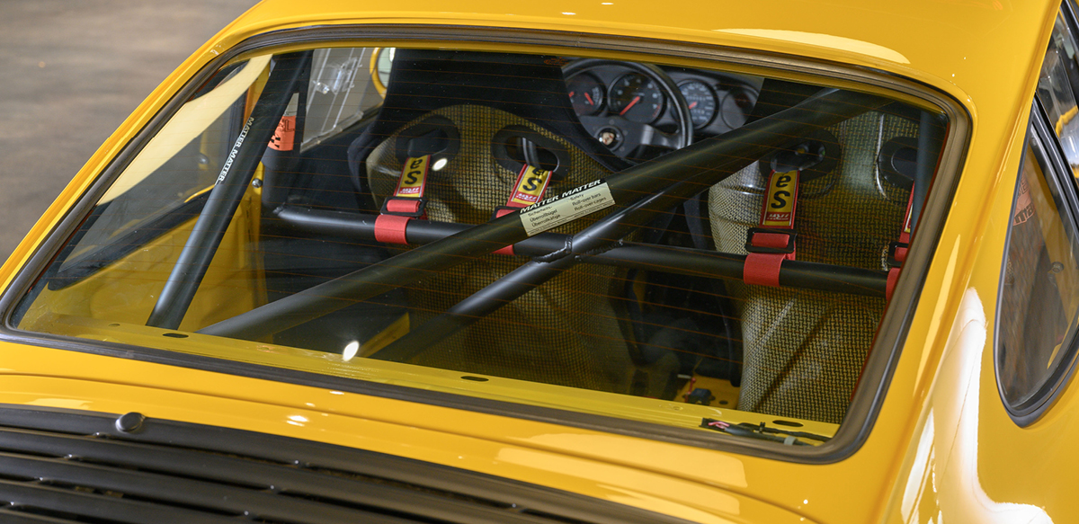 Yellow Porsche 911 Carrera 4 Lightweight Rear Window Detail View