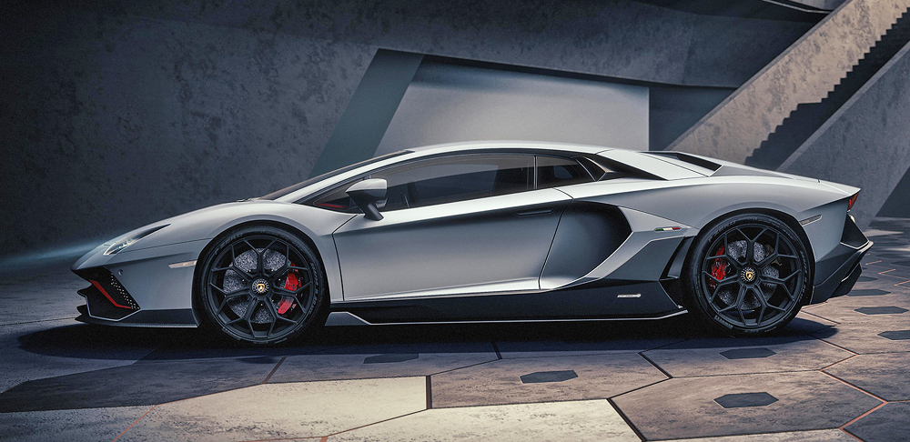 Gray Lamborghini Aventador Ultimae left side profile (Source: Lamborghini)