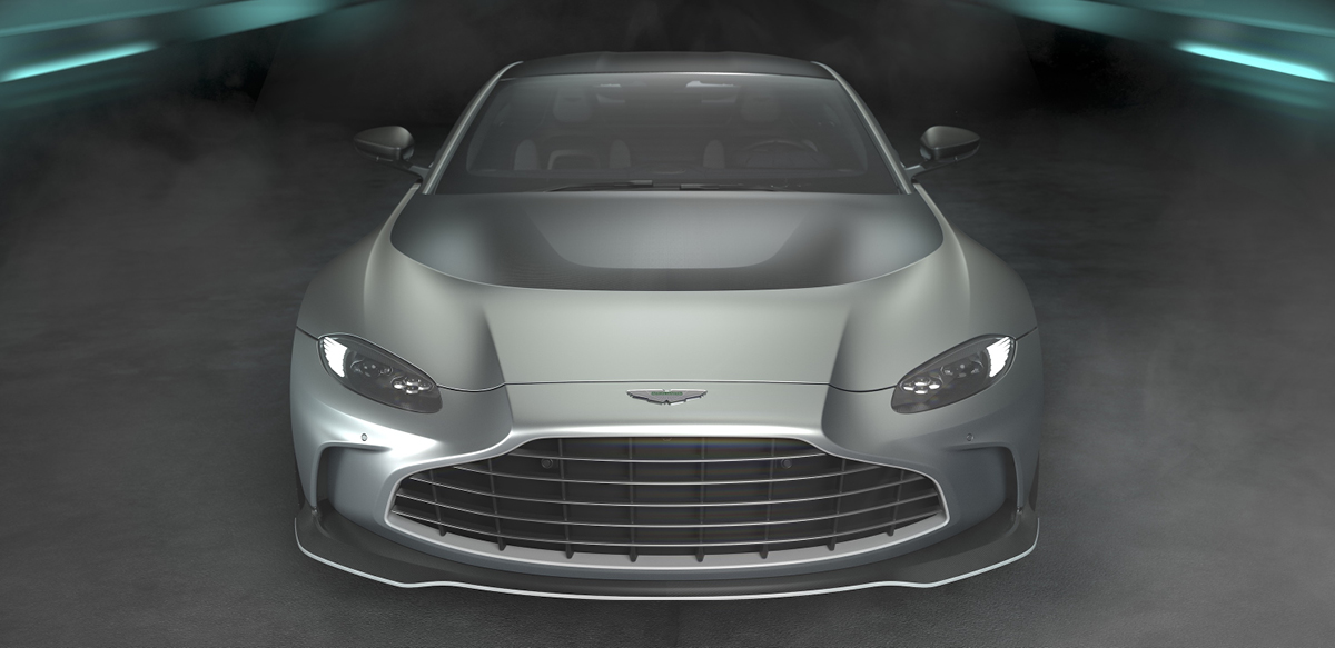 Gray 2023 Aston Martin V-12 Vantage front view