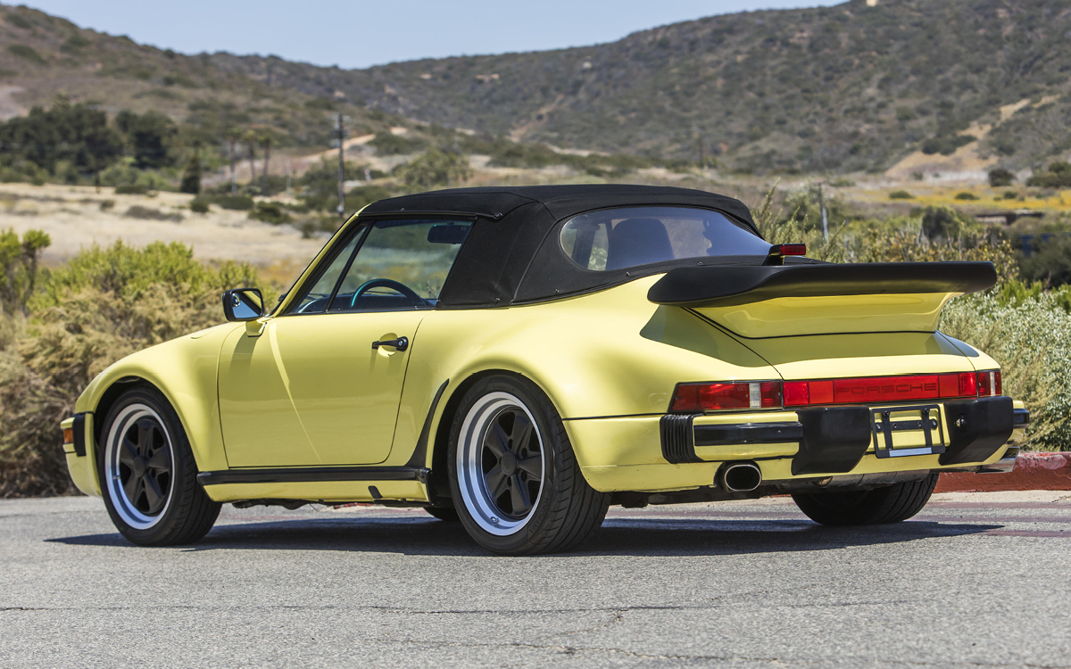 Yellow Porsche Carrera Turbo Look + Slant Nose rear view