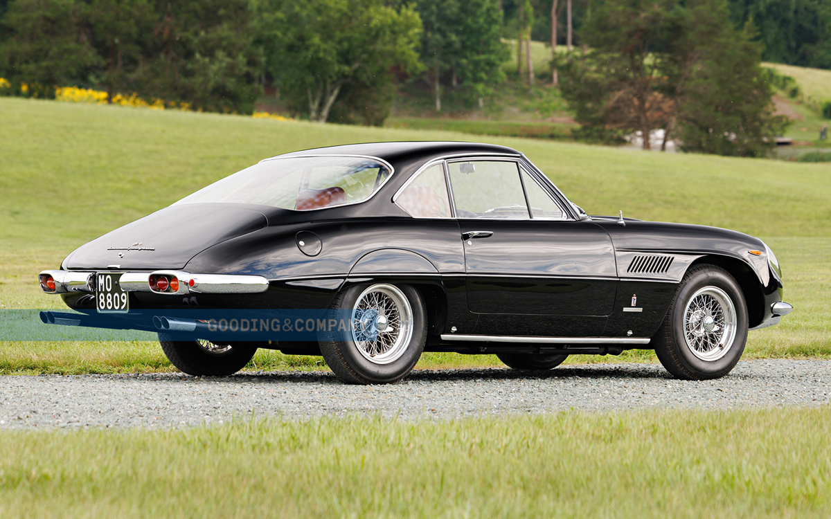 Black 1961 Ferrari Superamerica rear view