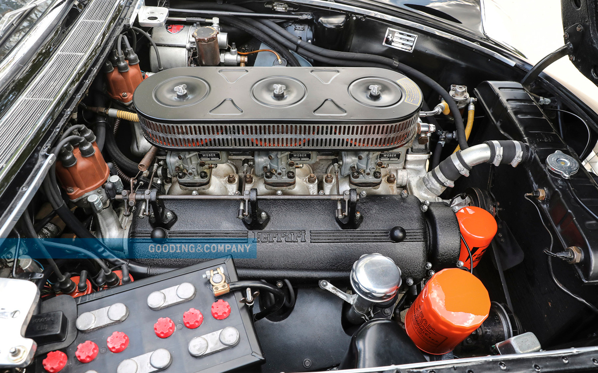 Black 1961 Ferrari Superamerica engine view