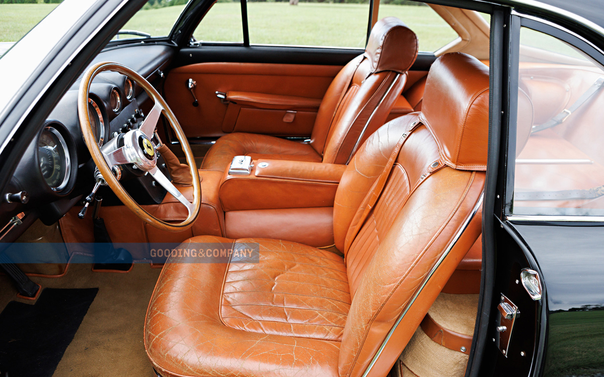 Black 1961 Ferrari Superamerica interior view