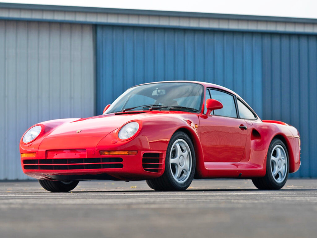 Guards Red Porsche 959 left front view