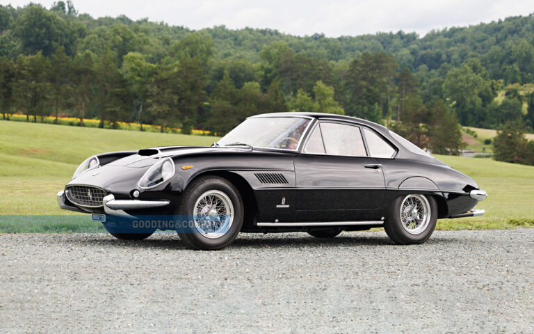 Black 1961 Ferrari Superamerica left front view