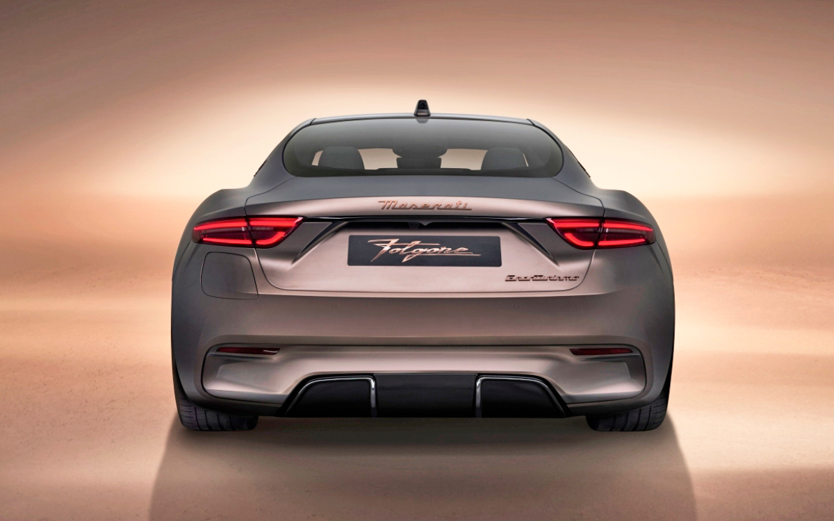 Silver Maserati GranTurismo Folgore rear view