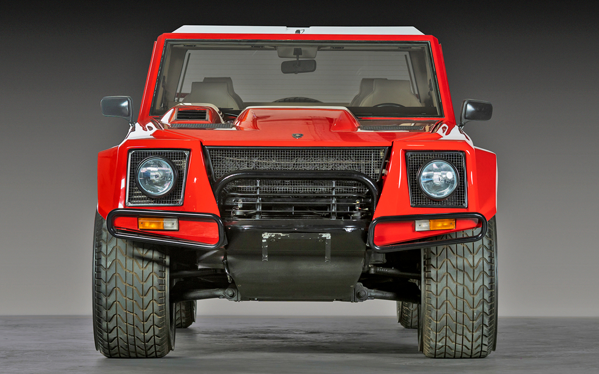 Red Lamborghini LM002 front view