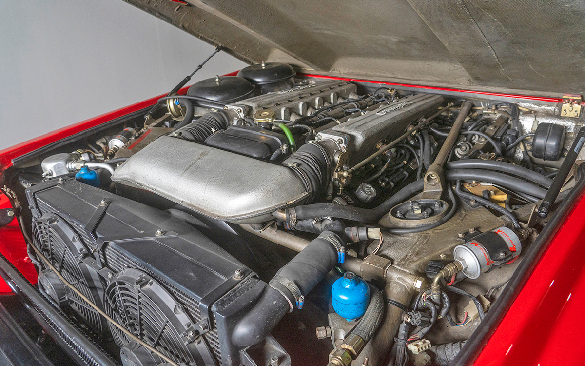 Red Lamborghini LM002 engine view