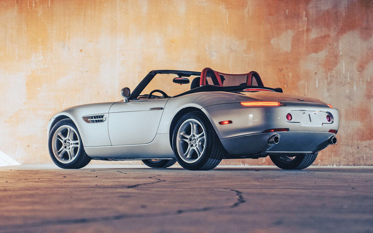 Silver BMW Z8 rear three-quarter view