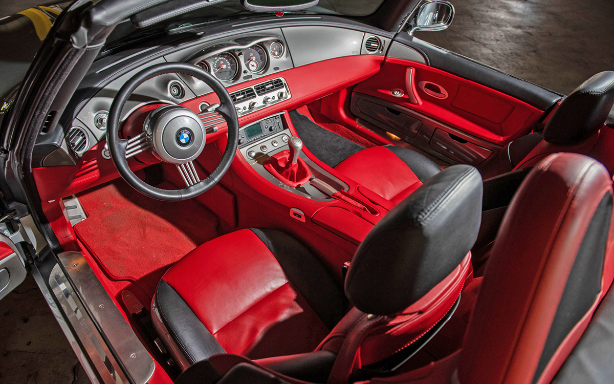 Red and black BMW Z8 interior