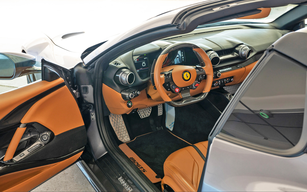 Gray Ferrari 812 GTS interior view