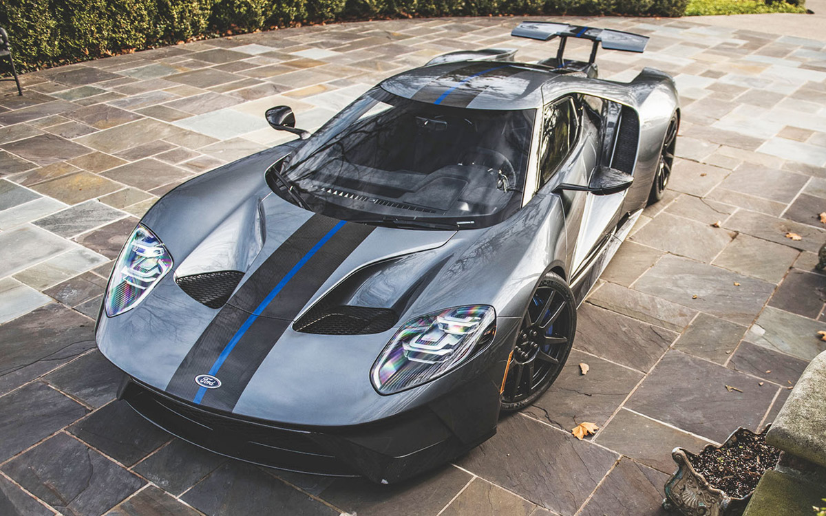 Gray Ford GT Carbon left front view