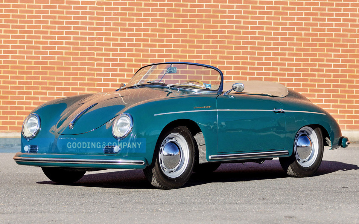 Blue 1958 Porsche Speedster left front view