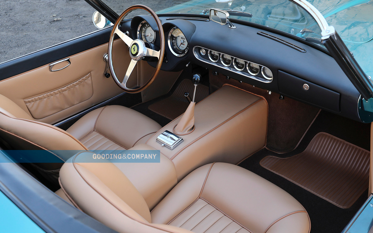 Metallic blue 1962 Ferrari California Spider interior view