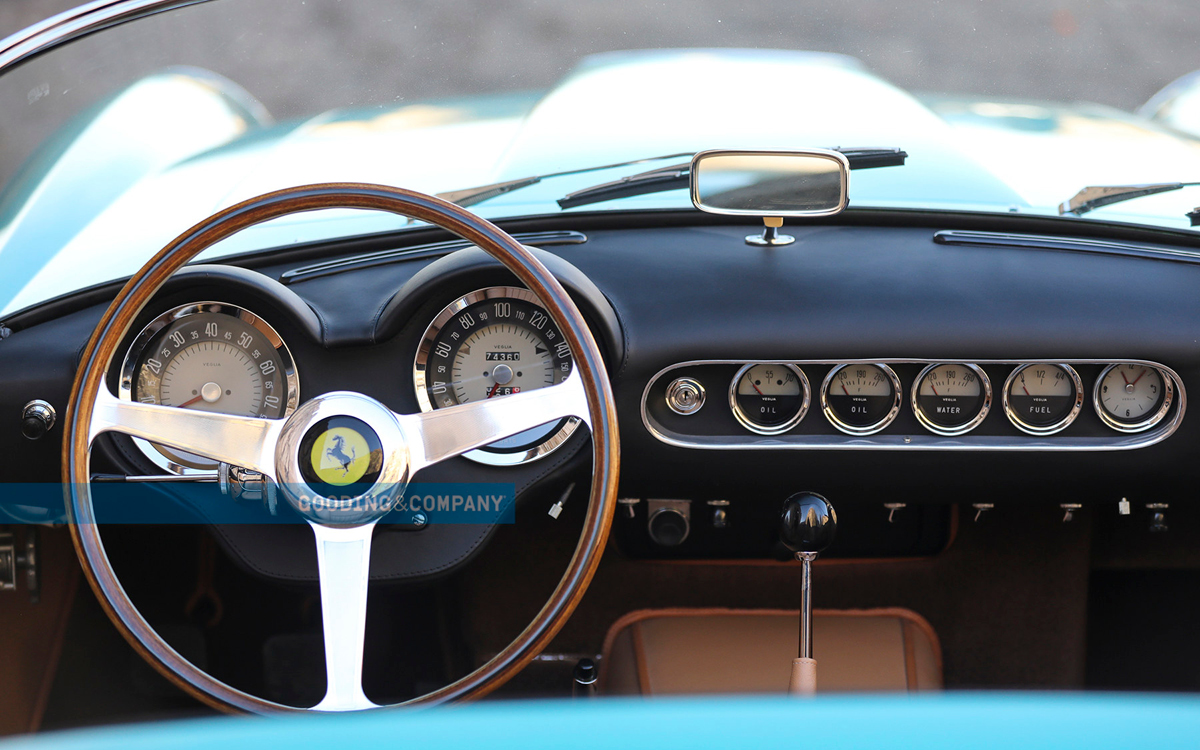 Metallic blue 1962 Ferrari California Spider instrument panel