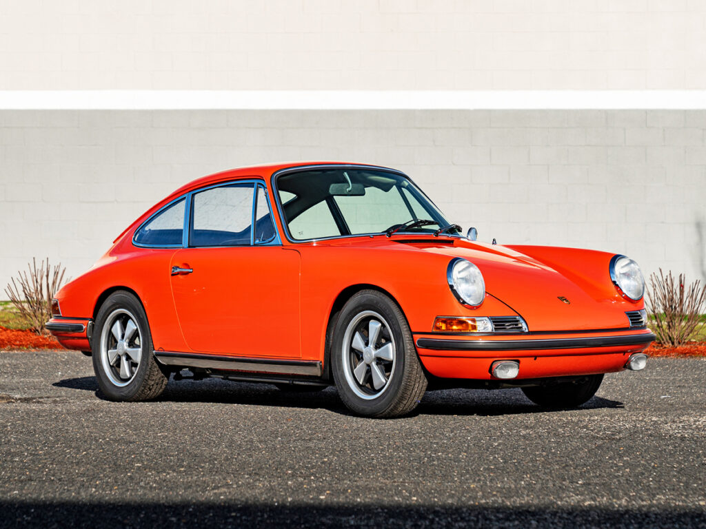 Tangerine 1968 Porsche 911S right front view