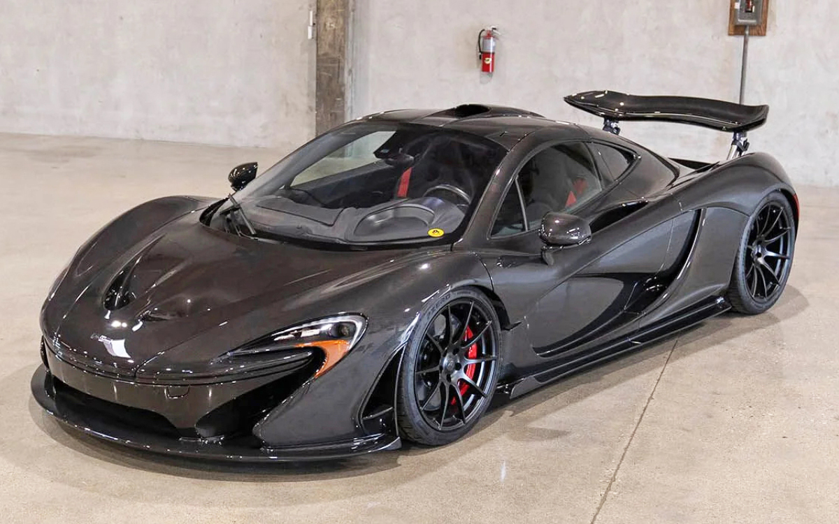 Black McLaren P1 high left front view