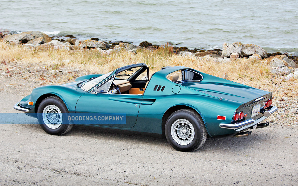 Green Ferrari 246 GTS left high view