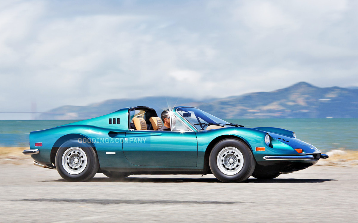 Green Ferrari 246 GTS driving