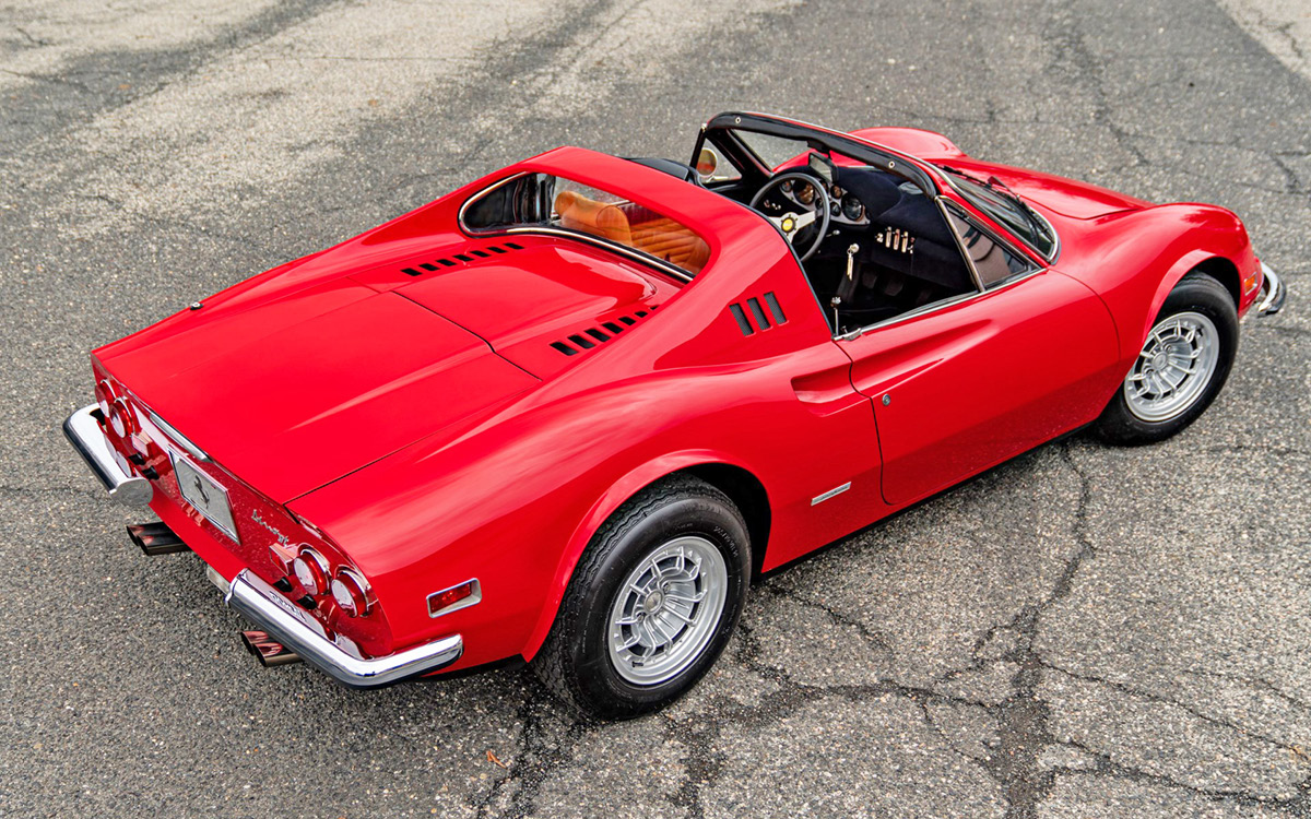 Red Ferrari Dino 246 GTS high left view